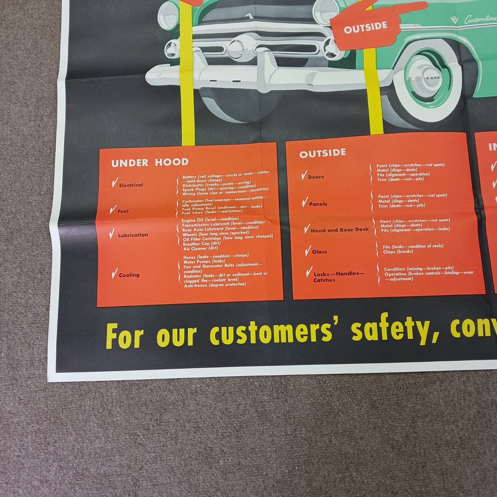 Original NOS 1953 Ford Dealer service department poster 36 x 48 Customline