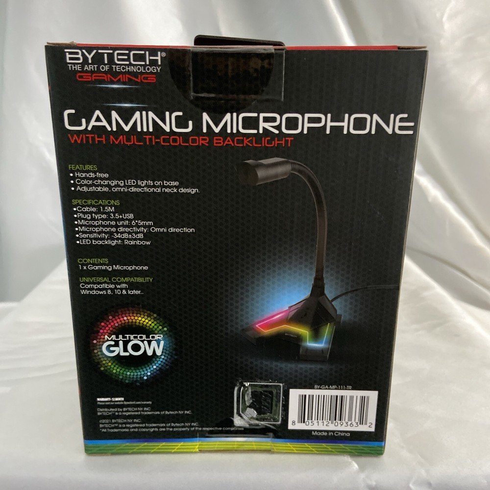New Bytech Adjustable Gaming microphone - new- Multi Color Backlight Hands Free