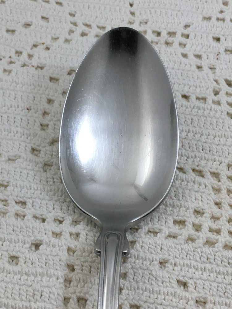 Reed & Barton COLONIAL SHELL 1961 Stainless Glossy Solid Serving Spoon 8 1/2"