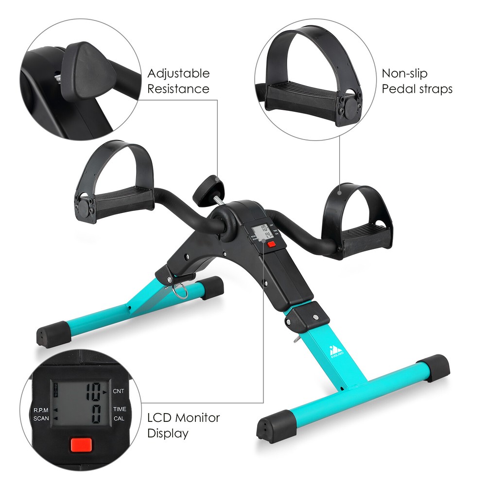 Foldable Mini Exercise Bike Cycle Mini Stepper Bike Pedal Exerciser LCD Display