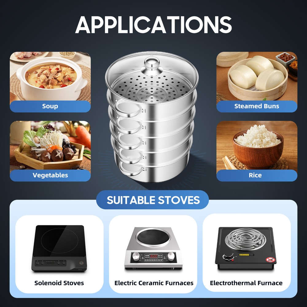 5 Layers 28cm Pot Steamer Multi-Layer Cookware Pot Cookware Stainless Steel Pot