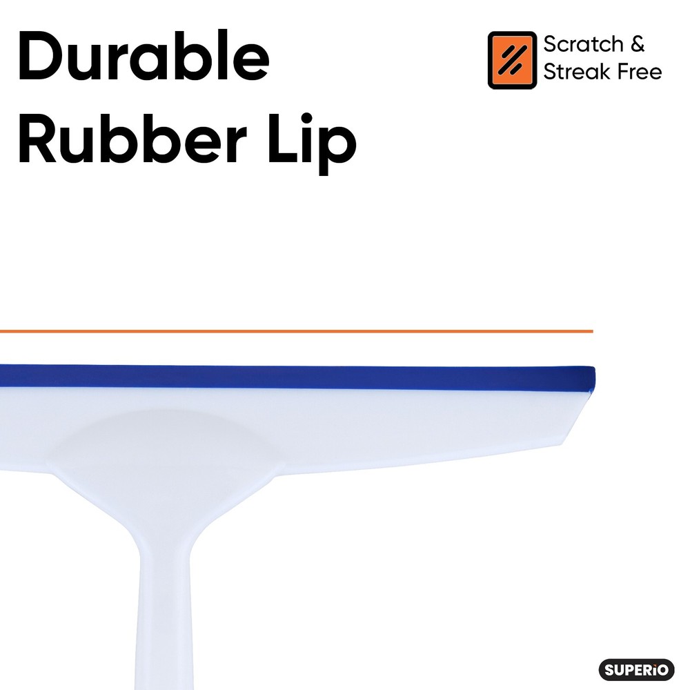 Superio 10" Window Rubber Squeegee with Hanging Loop, 3 pack Red, Blue, and Grey