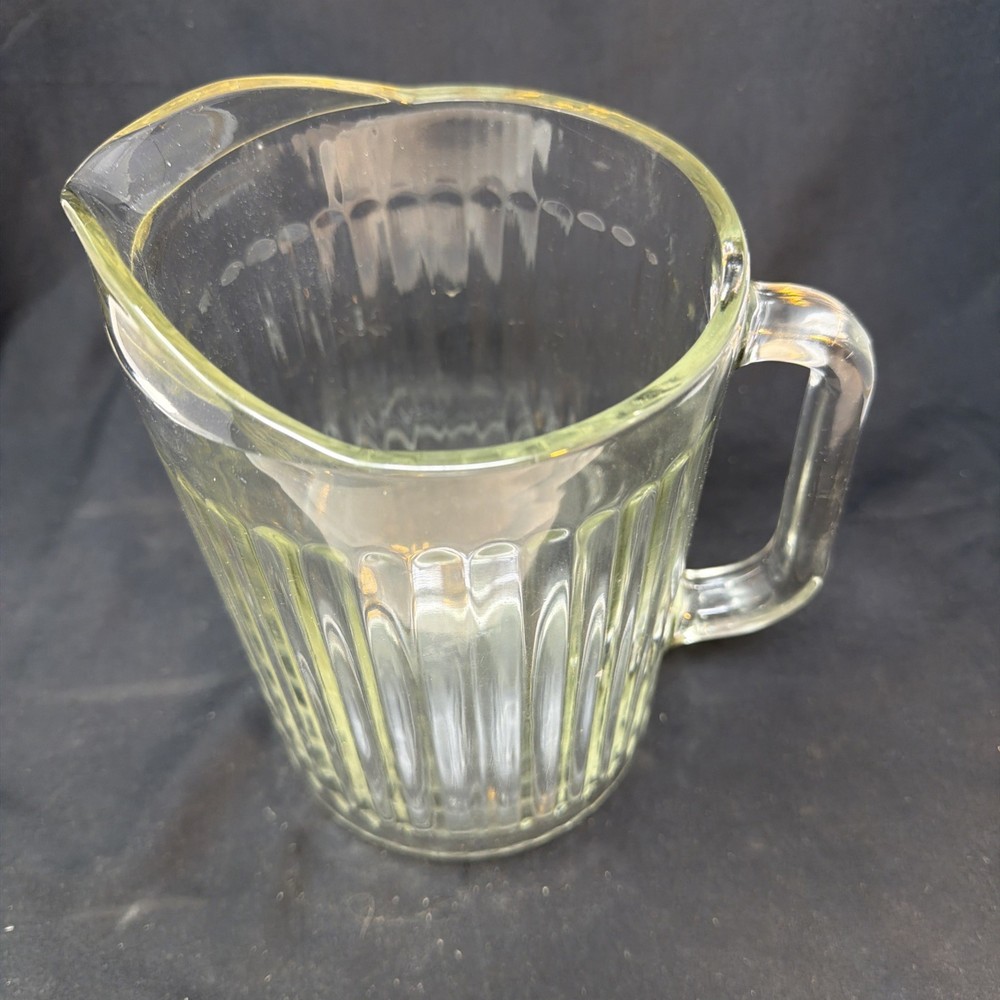 VTG Ribbed Clear Glass Beverage Pitcher National Pattern Hobnail Pattern/ Bottom