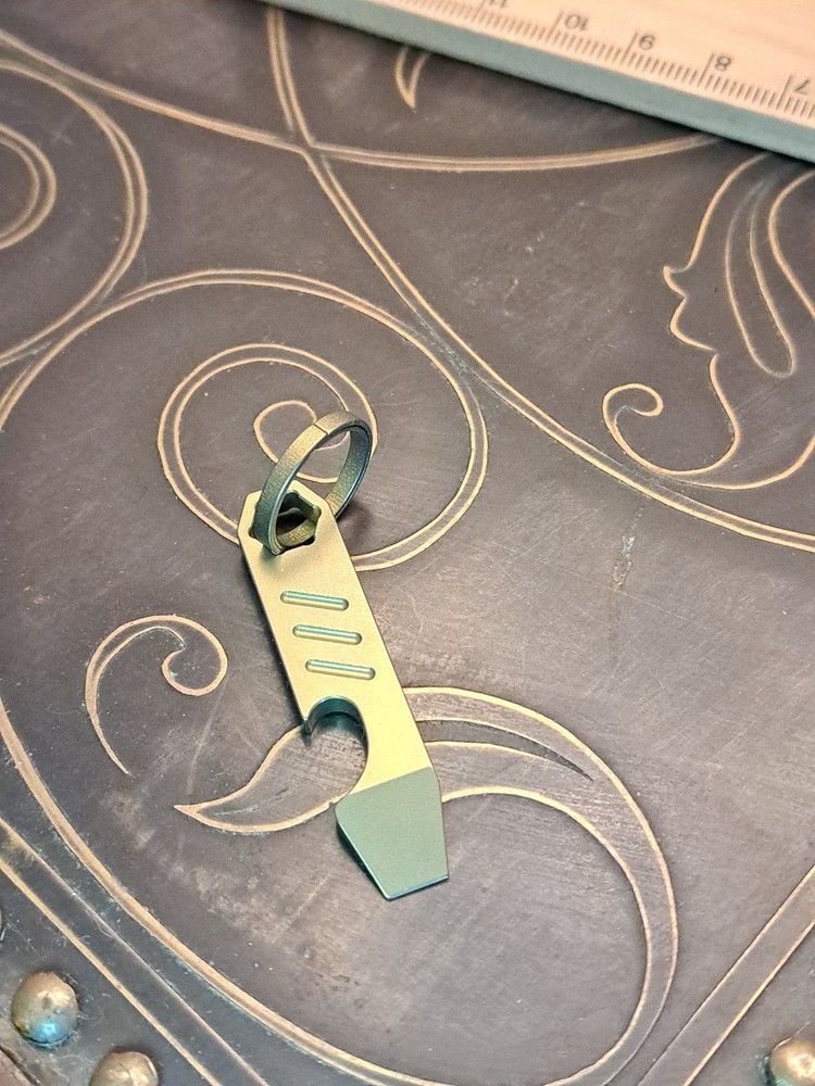 Mini EDC Anodized Gold Titanium Keychain Bottle Opener