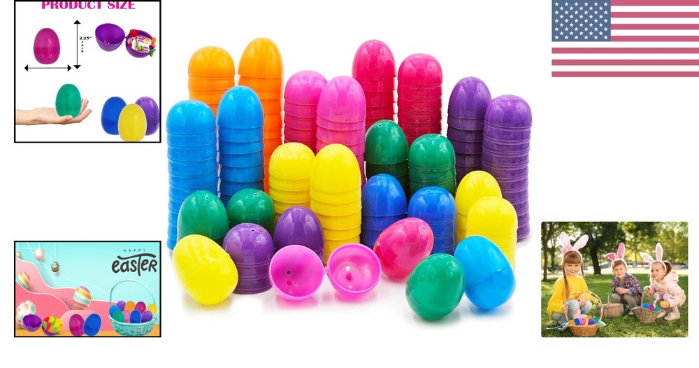 12-Pack Colorful Fillable Easter Eggs - Hinge Design for Creative Surprises