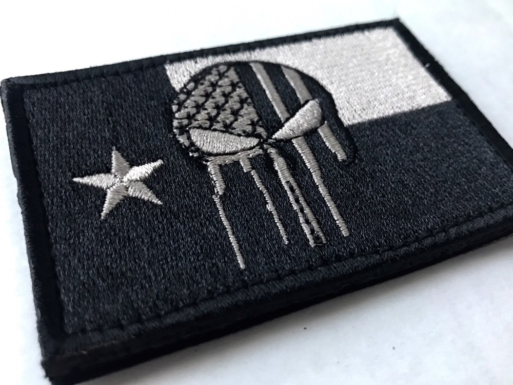 DEVGRU SNIPER Skull TEXAS FLAG Embroider Hook/Lp Tactical Patch