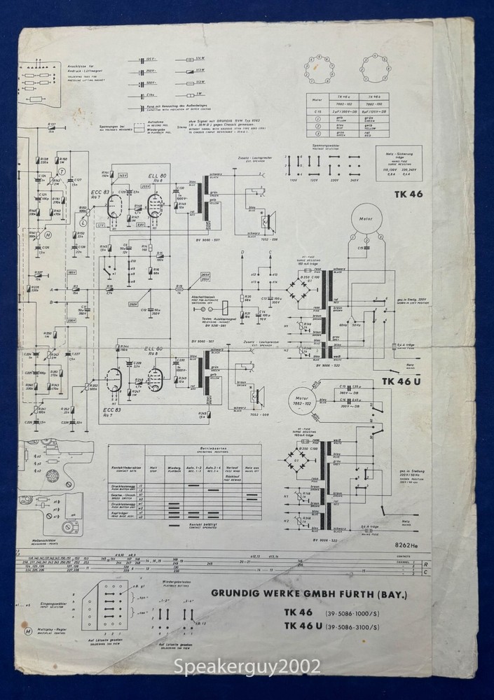 Original Grundig Schematic - TK 46 / TK 46 U