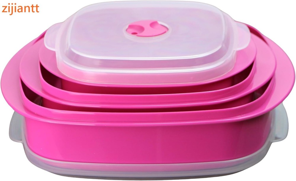 Calypso Basics Microwave Cookware, Steamer and Storage Set, Magenta, Multiple Si