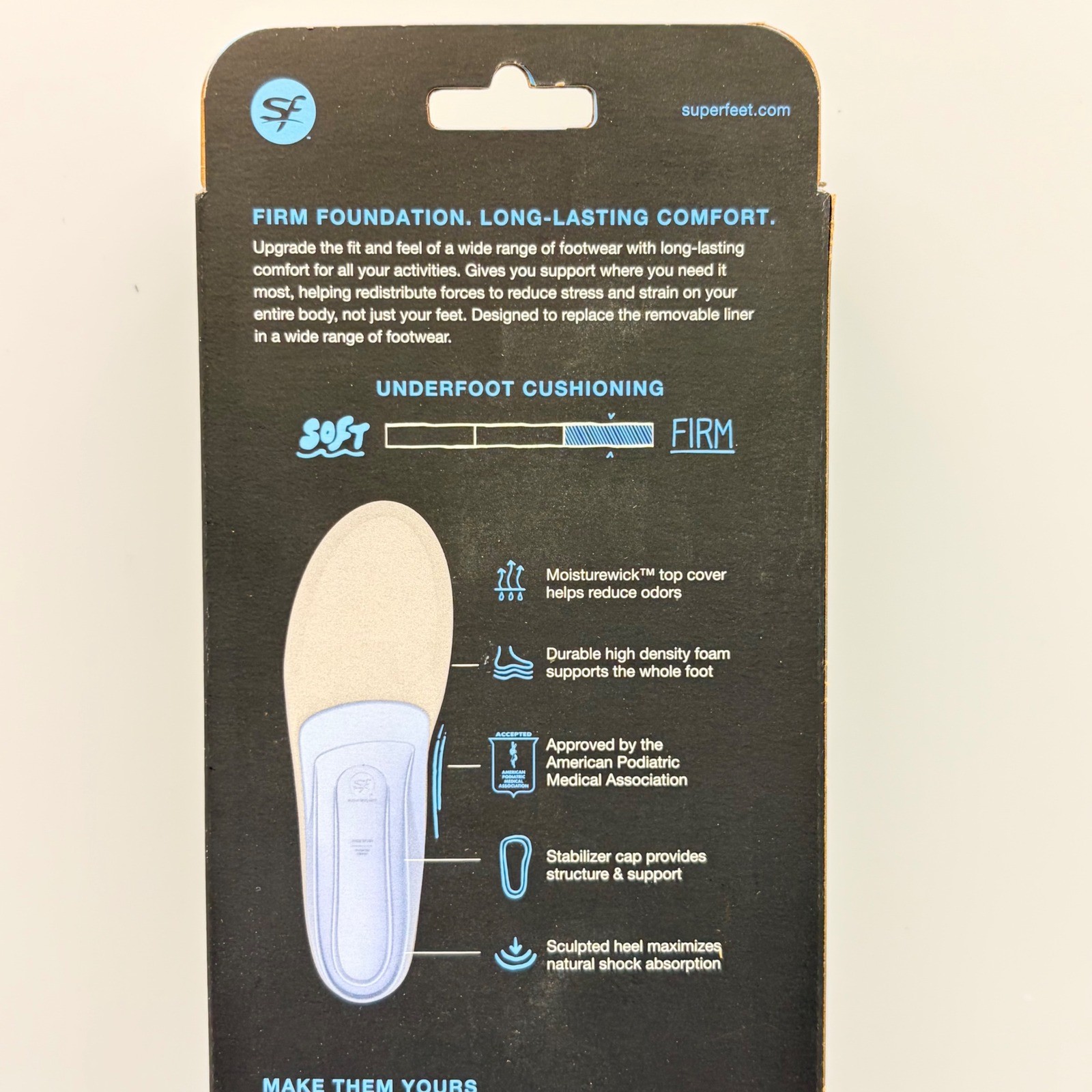 Superfeet All Purpose Support Medium Arch Blue Insoles SzE Mens 9.5-11 W 10.5-12