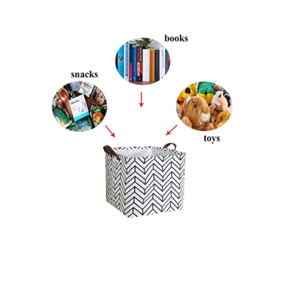 Square canvas toy storage box storage basket, foldable storage basket storage...