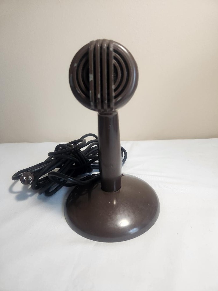 VINTAGE 1940'S ASTATIC BROWN MICROPHONE C-2466 WITH MINI STAND UNTESTED