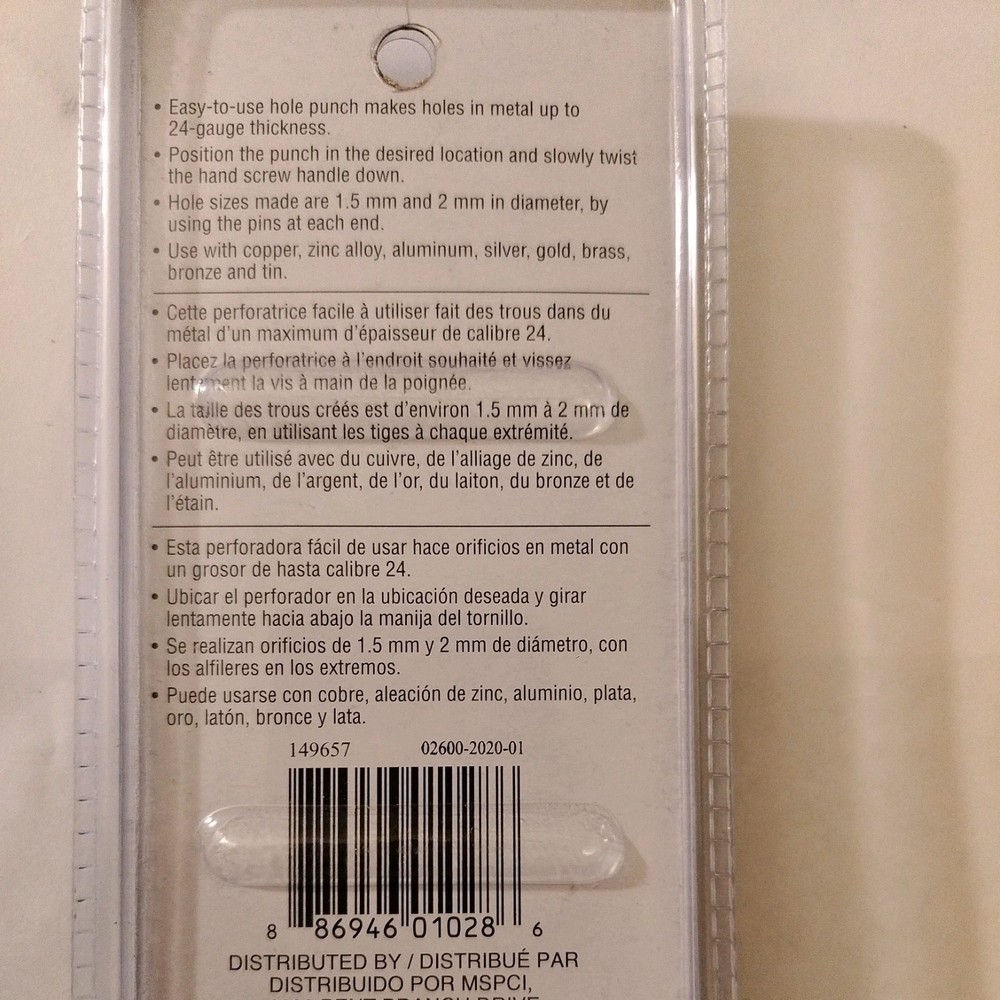 Bead Landing Tools Hole Punch 149657 NEW SEALED