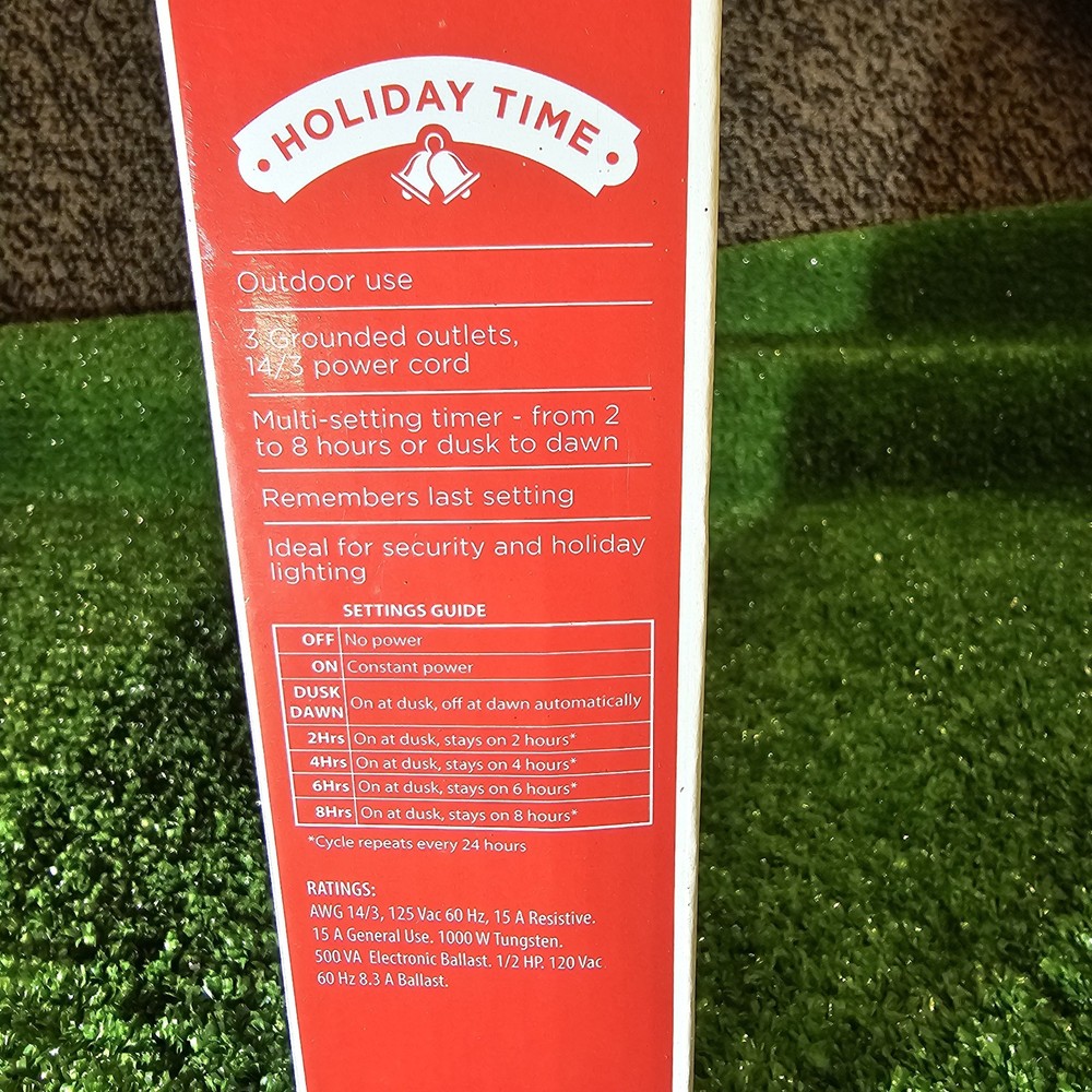 NEW Holiday Time Christmas 3 Outlet Outdoor Mechanical Multi Setting Timer