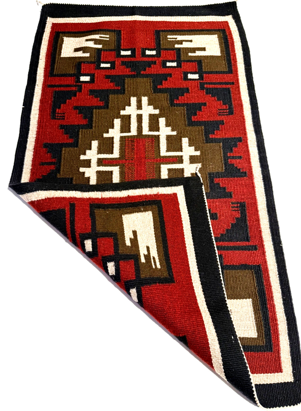 BEAUTIFUL NAVAJO GANADO RUG, INTRICATE DESIGN, HANDSPUN WOOL, 20TH C, MINT