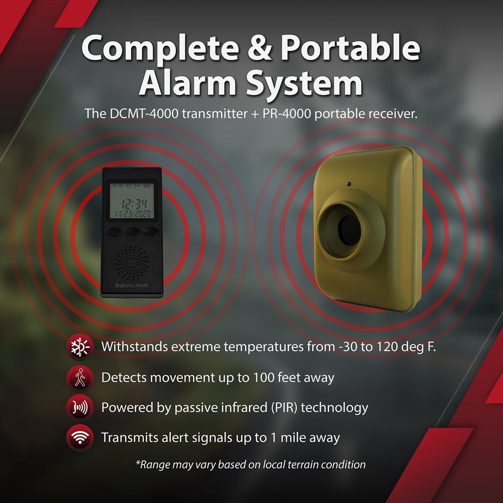 Long Range Motion Sensor System- Dakota Alert MTPR-4000 Wireless Black