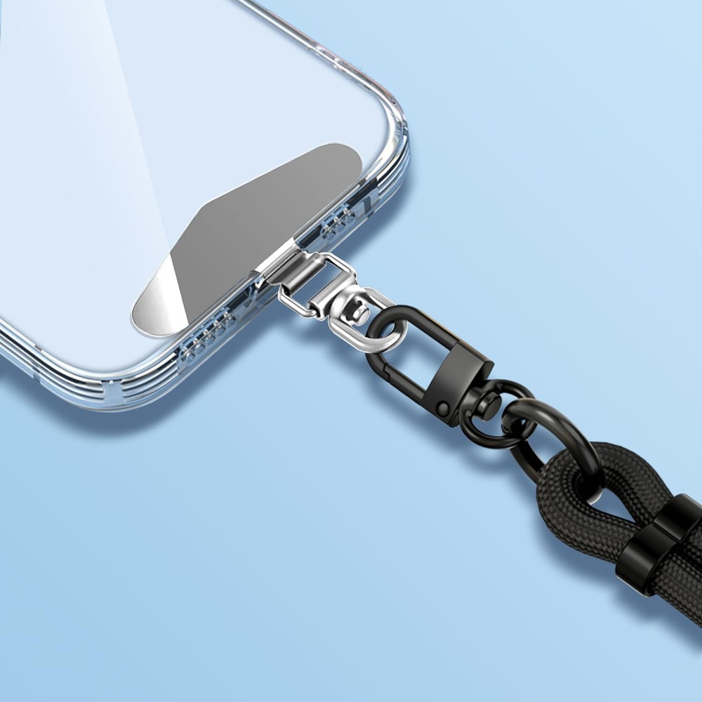 360 Rotation Metal Phone Tether Strap Replacement Patch Holder Silver PC