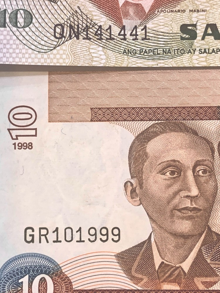 3 PHILIPPINES VTG NOTES WITH NICE SERIAL NUMBERS (2 Ten & 1 Twenty Pesos) UNC