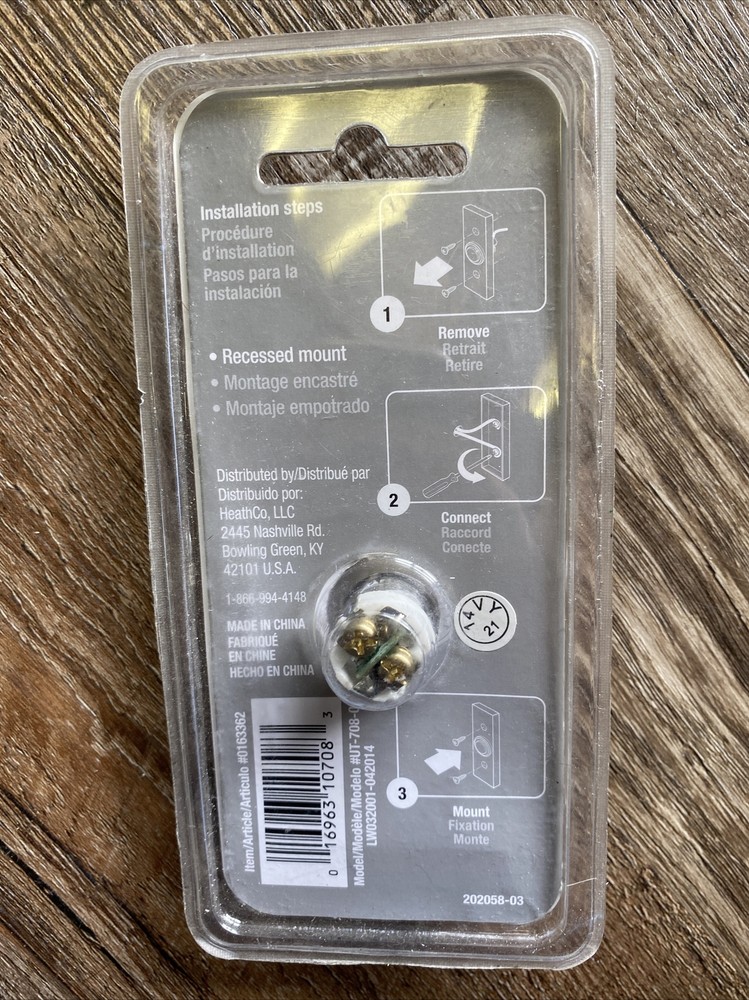 Doorbell Button LED Halo Lighted Insert Recess Mount Rectangular Nickel Wired
