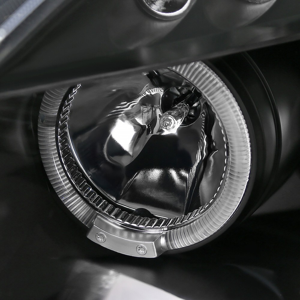 Black Fits 2006-2012 Mitsubishi Eclipse LED Halo Projector Headlights Left+Right