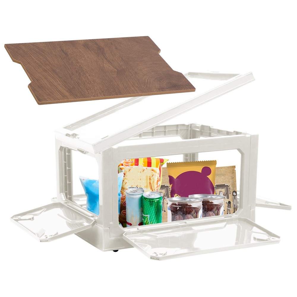 Stackable Storage Bin Outdoor Camping Bin Organizer White/Green Shelf Rack Box