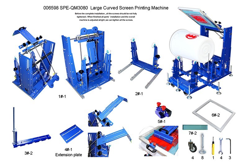 12-31''Dia Curved Screen Printing Machine for Cylindrical Conical Height Adjust