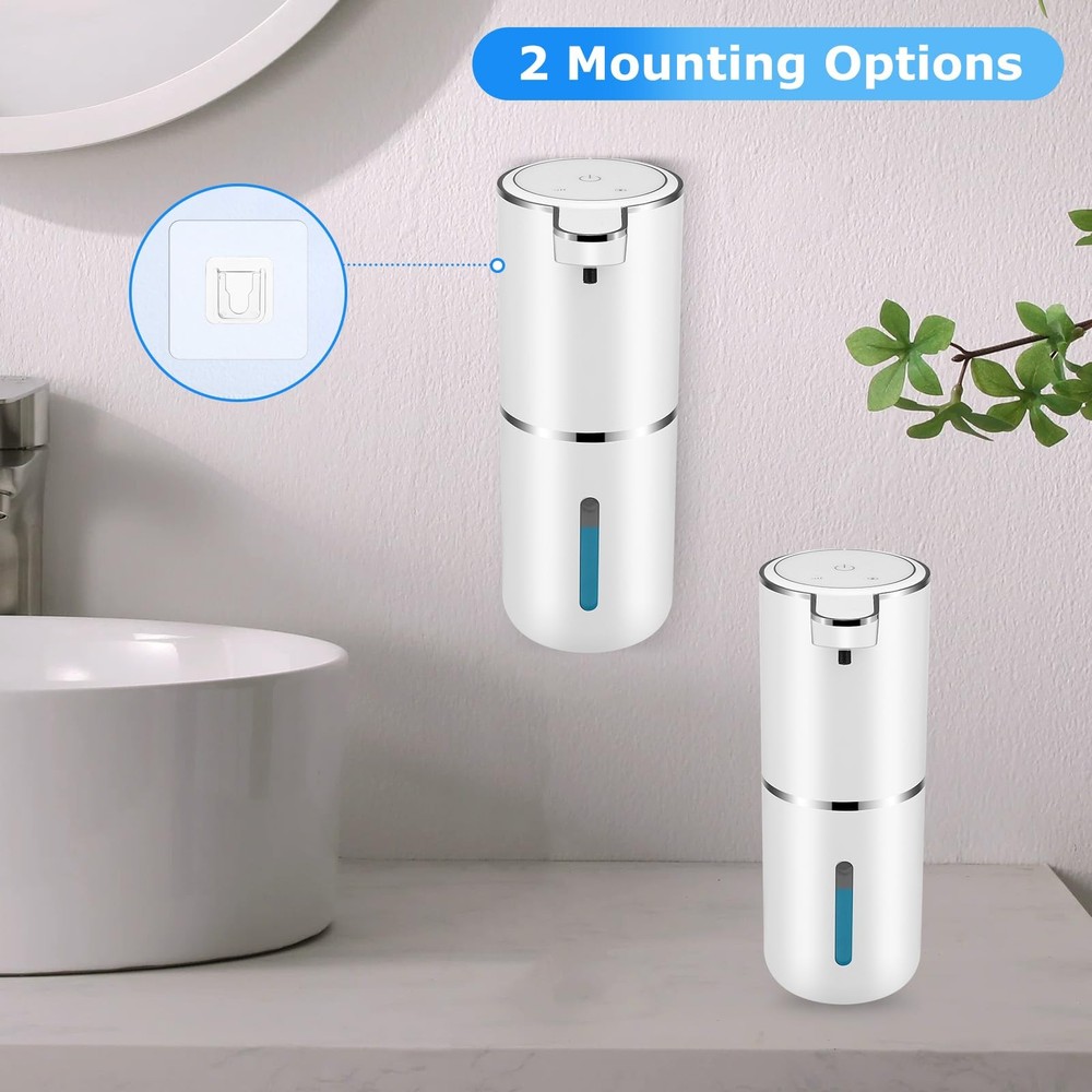 2 Pack Automatic Soap Dispensers,12.8oz/380ml USB Touchless Foaming, White
