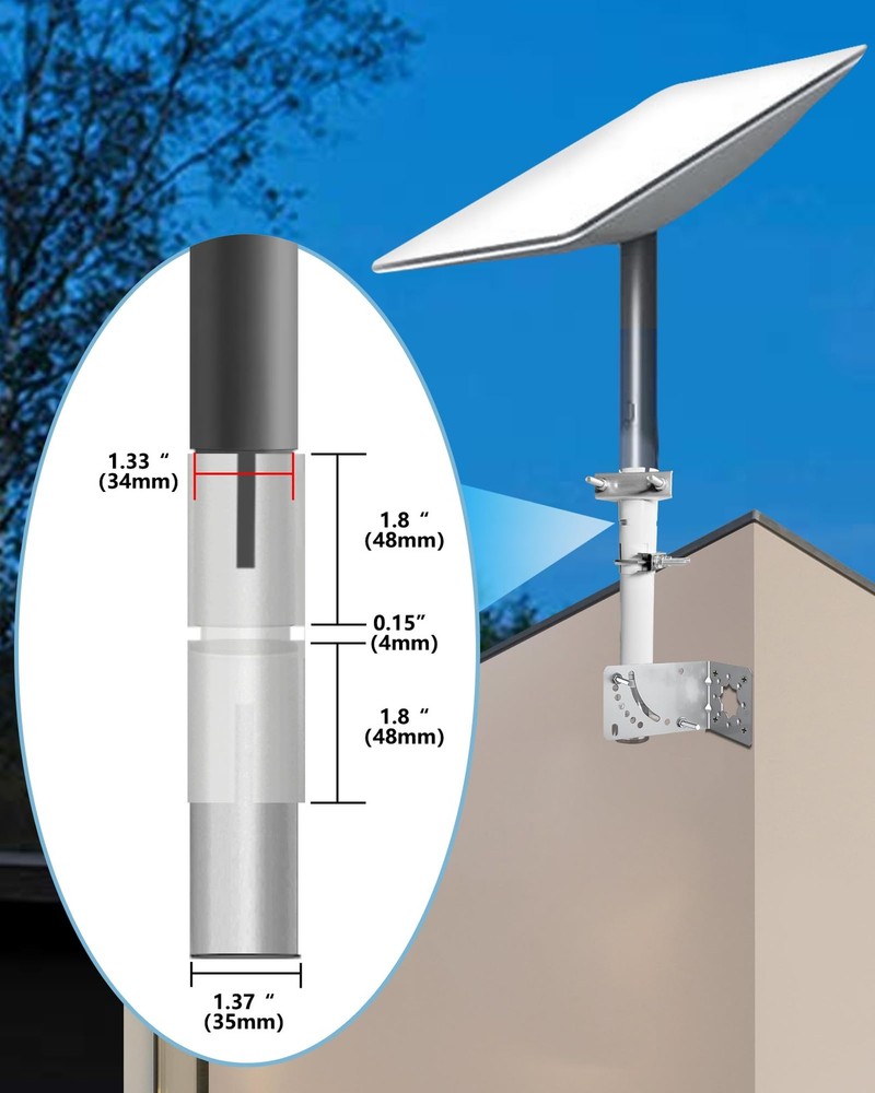 Universal Antenna Mount, Adjustable Wall-Mounted Heavy Duty Mount Bracket wit...