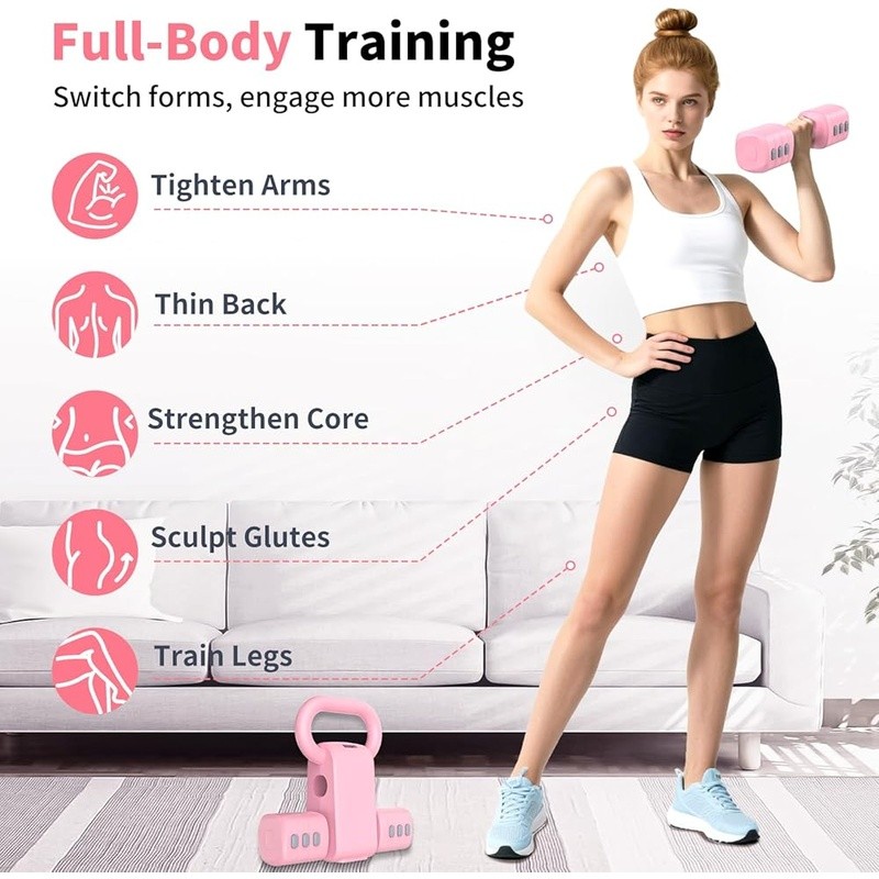 2in1 Adjustable Dumbbells & Kettlebell Set Portable Weight Training System New