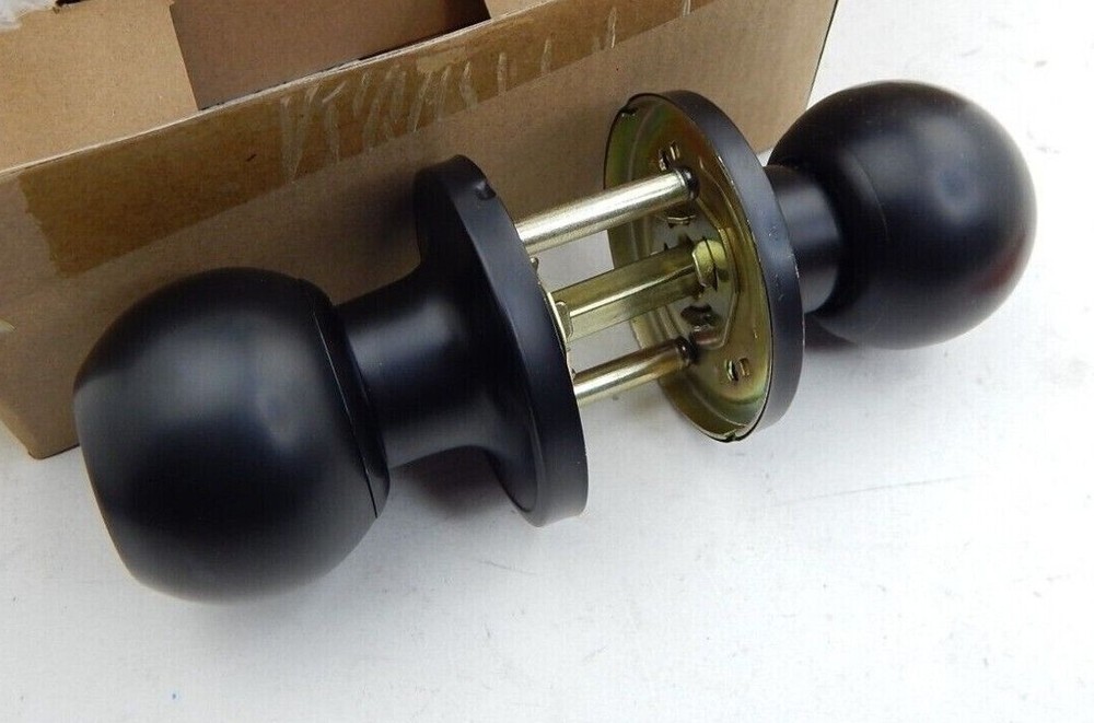Lot of 3 Keyed Entry Door Lock Black Round Knobs 3 Keys each