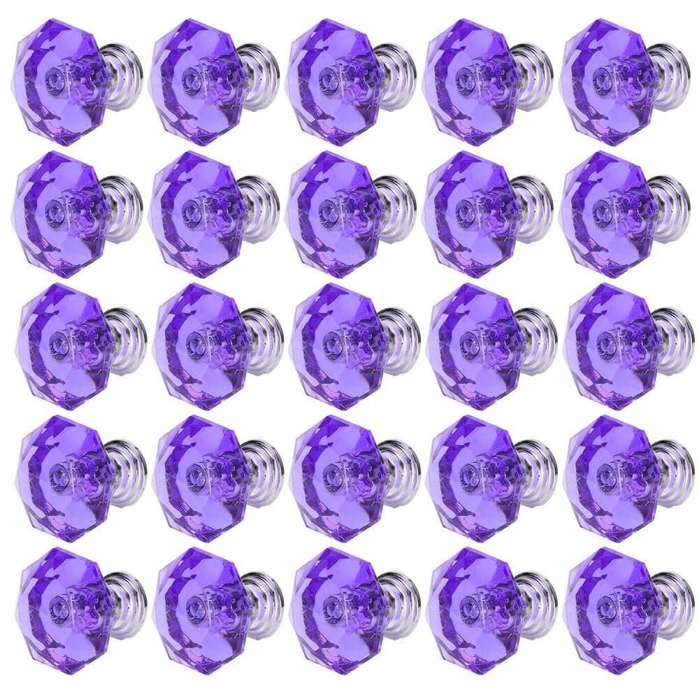 25X Crystal Diamond Dresser Knobs Drawer Pull Handle Cabinet Door Purple US EOB