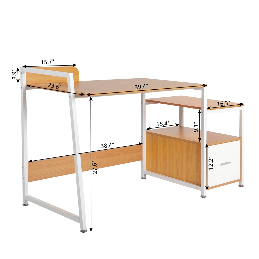 Triamine Particleboard White Iron Pipe Cabinet with Drawer Wireless Charging