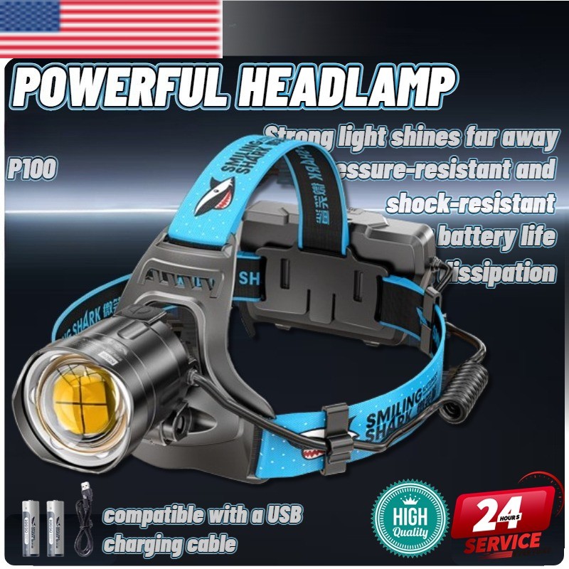 P100 Powerful Led Headlight USB Headlamp Zoomable Camping Head Lamp US