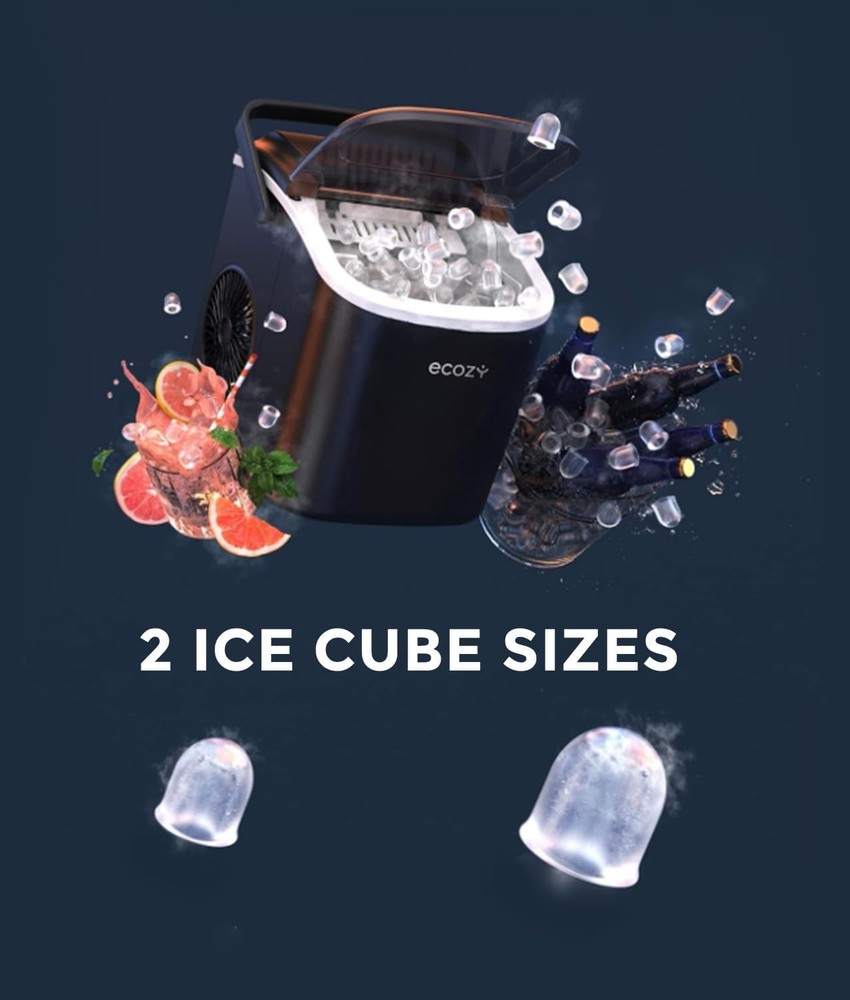 Dual Size Ice Maker - Self-Cleaning & Fast Ice Production for Refreshing Drinks