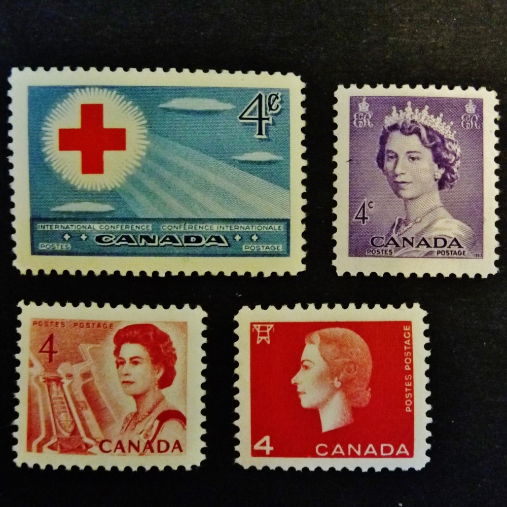 4 Early Canada 4 Cent Stamps