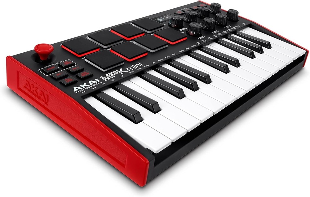 25-Key Portable USB MIDI Keyboard with 8 Drum Pads & Knobs for Pro Producers