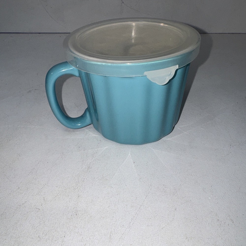 farberware bakers advantage 16oz. teal stoneware soup mug.