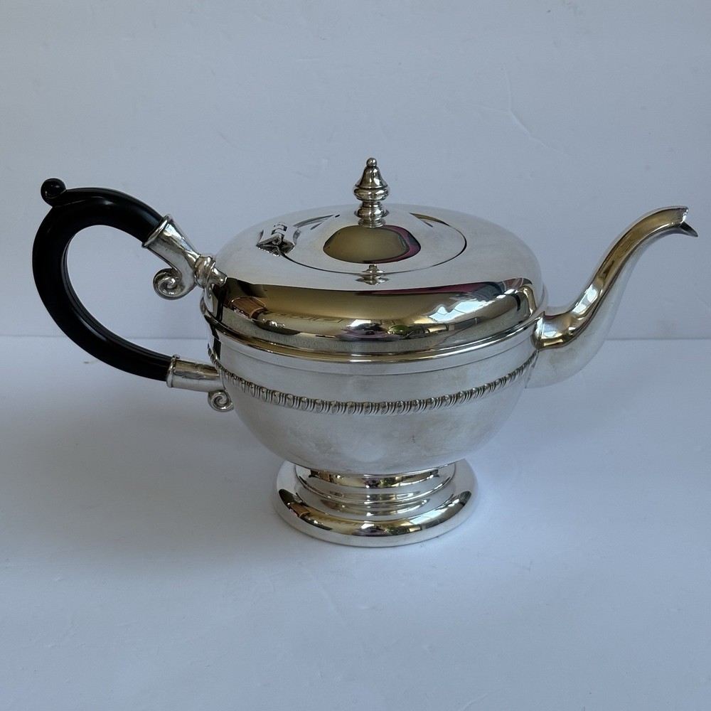 Antique Viking Plate Footed Teapot, Silver Plated E.P. Copper, Lead Mounts