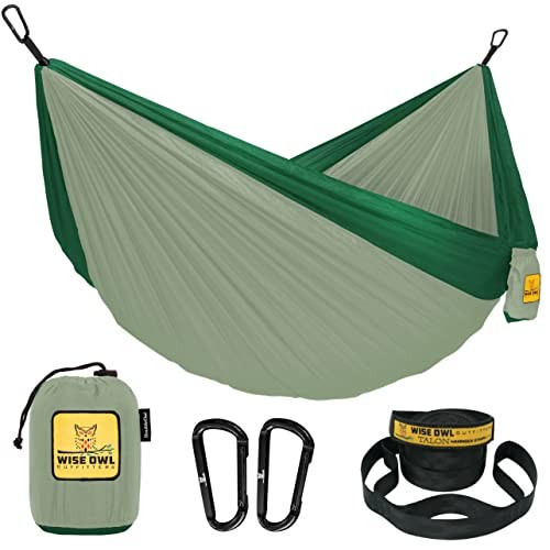 Camping Hammock – 500lbs Portable Hammock with Tree Double Sage & Dark Green