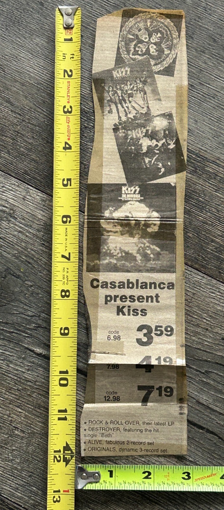 KISS Ad Rock And Roll Over Destroyer Alive Originals Vinyl Vintage Kiss Aucoin