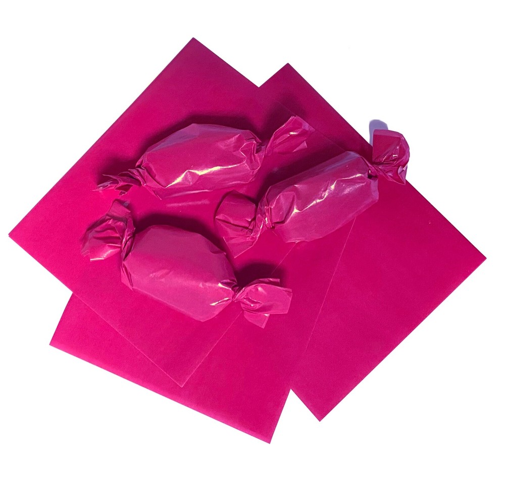 Waxed Caramel Candy Wrappers -  Raspberry Red 4"x5", 1 lb. pkg