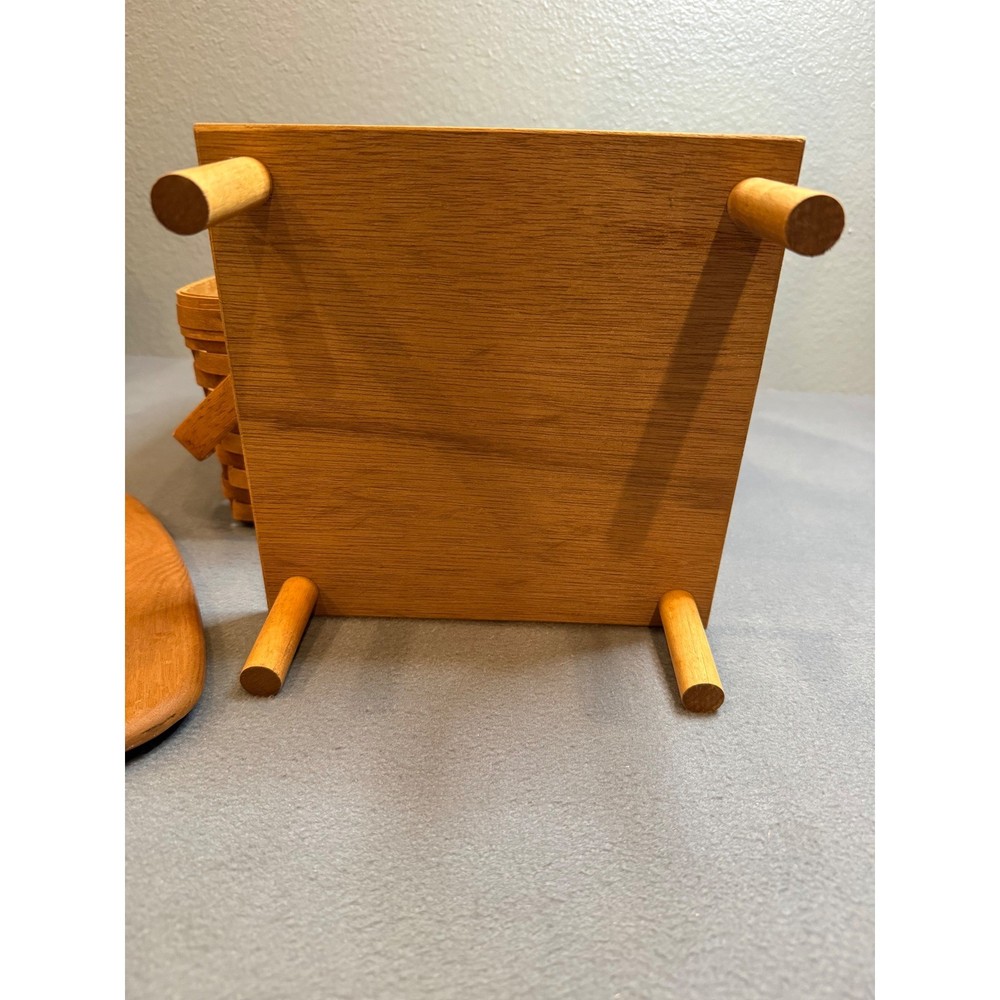 Authentic Longaberger Handwoven Basket Complete Set w/ Riser & Apple Lid 1988