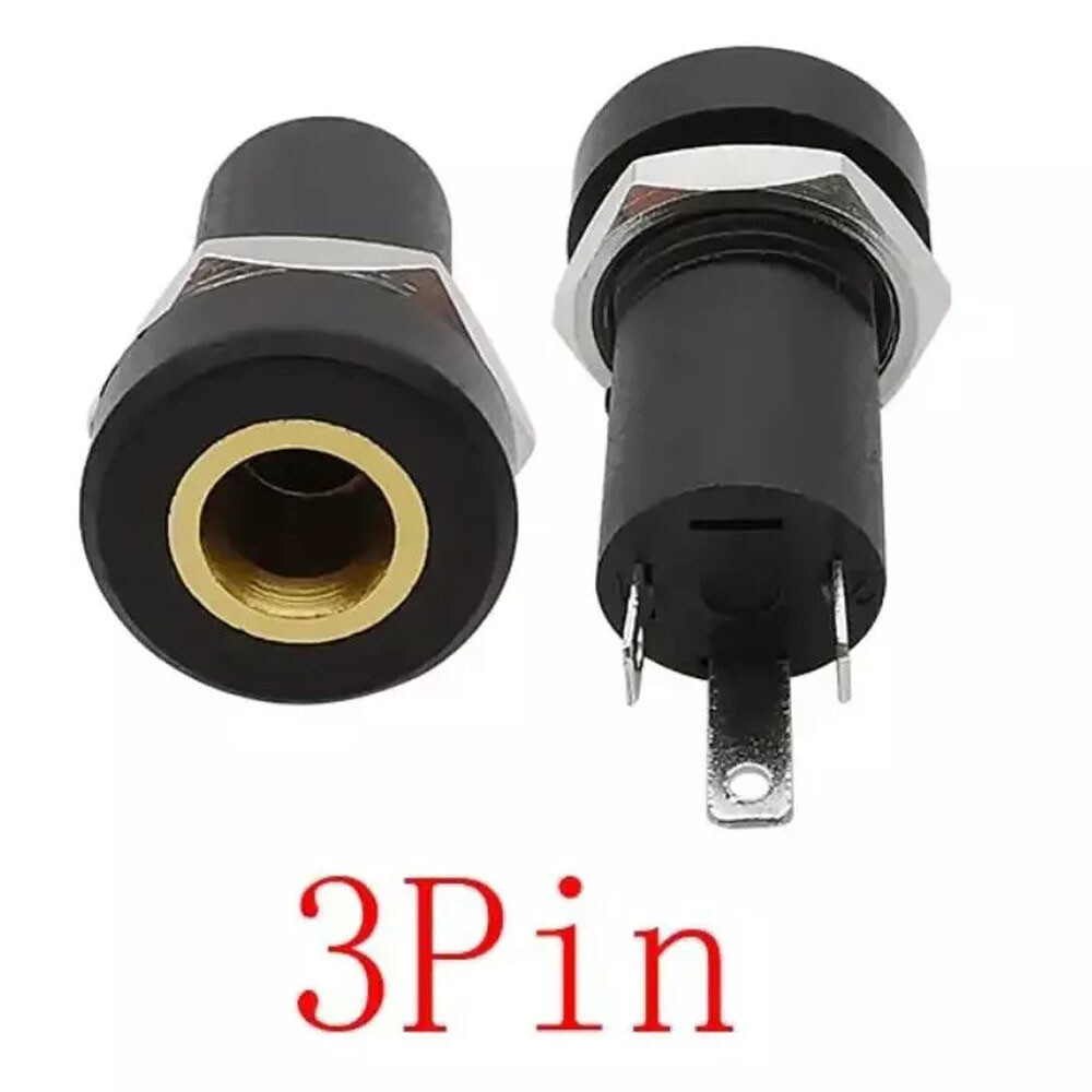 10x 3.5mm Audio Female Jack Socket 3-Pole Stereo Solder Panel Mount Adapter Nuts