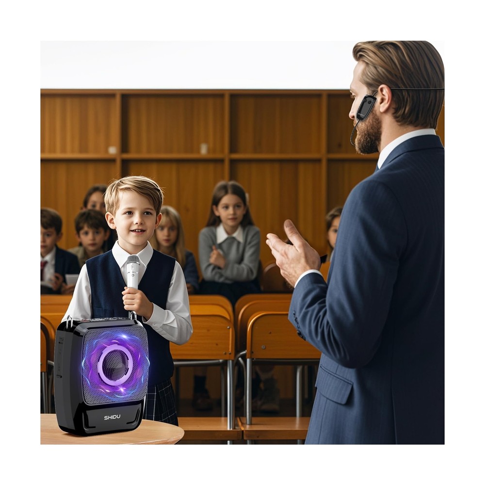 SHIDU Voice Amplifier with Wireless Microphone Handheld and Headset, Wireless...