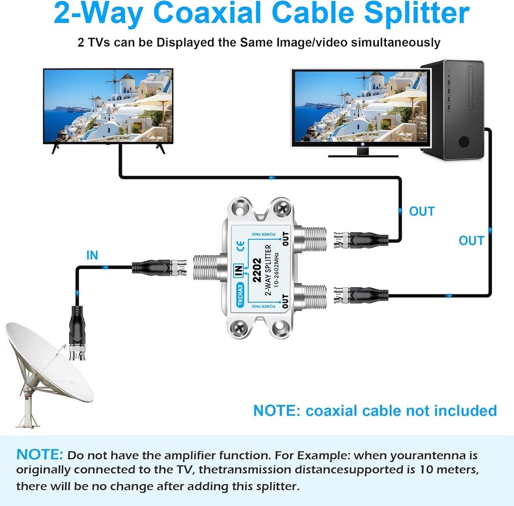 Support 10-2602MHz, RG6 Compatible, Nickel-Plated for Cable Splitter,Work wit...