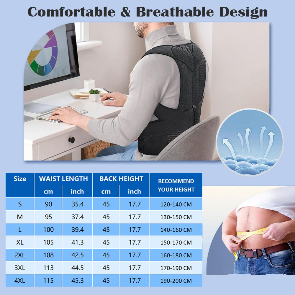 Full Back Straight Brace,Clavicle Support Adjustable Device - Thoracic Kyphosis