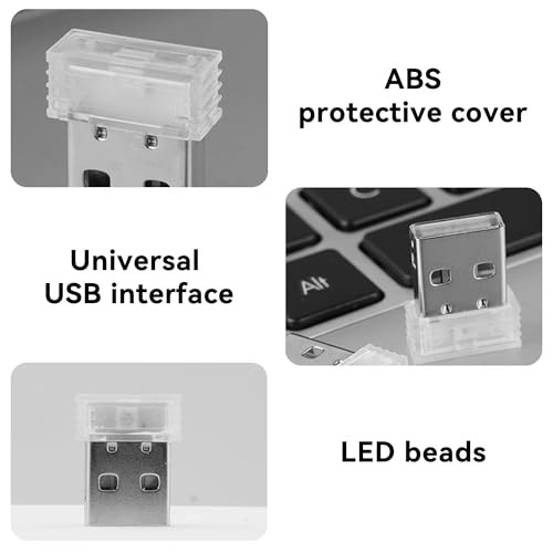 2 PCS USB LED Car Interior Atmosphere Lamp, Touch switching between 7 colors