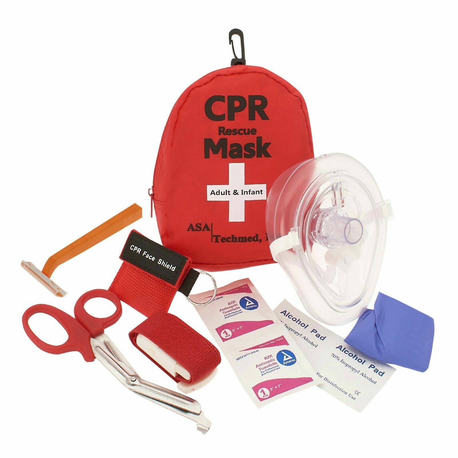 AED First Aid Kit-CPR Rescue Mask with Case, Razor, Tourniquet, EMT Shears +More