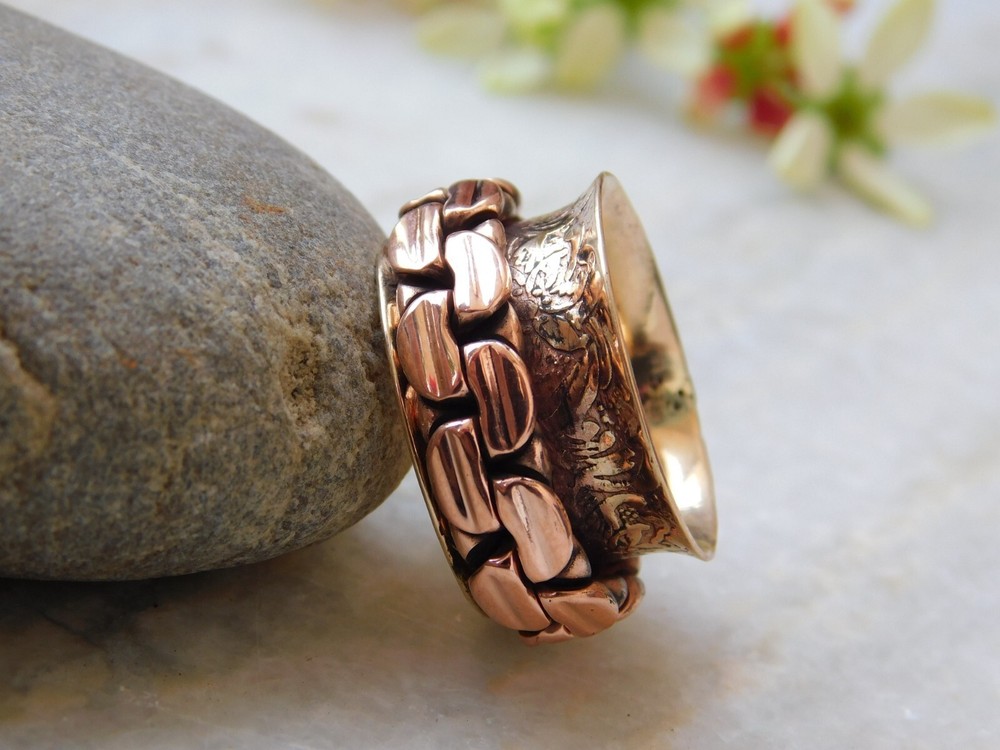 Unique Copper Ring Solid Copper Ring Healing Spinner Ring Women Handmade Rings,