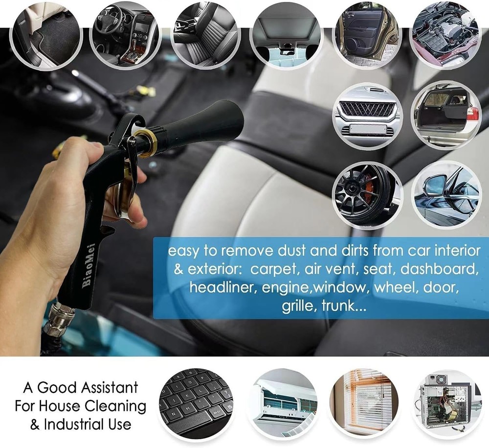 High Pressure Car Interior Cleaning Gun with Brush - Lightweight & Efficient