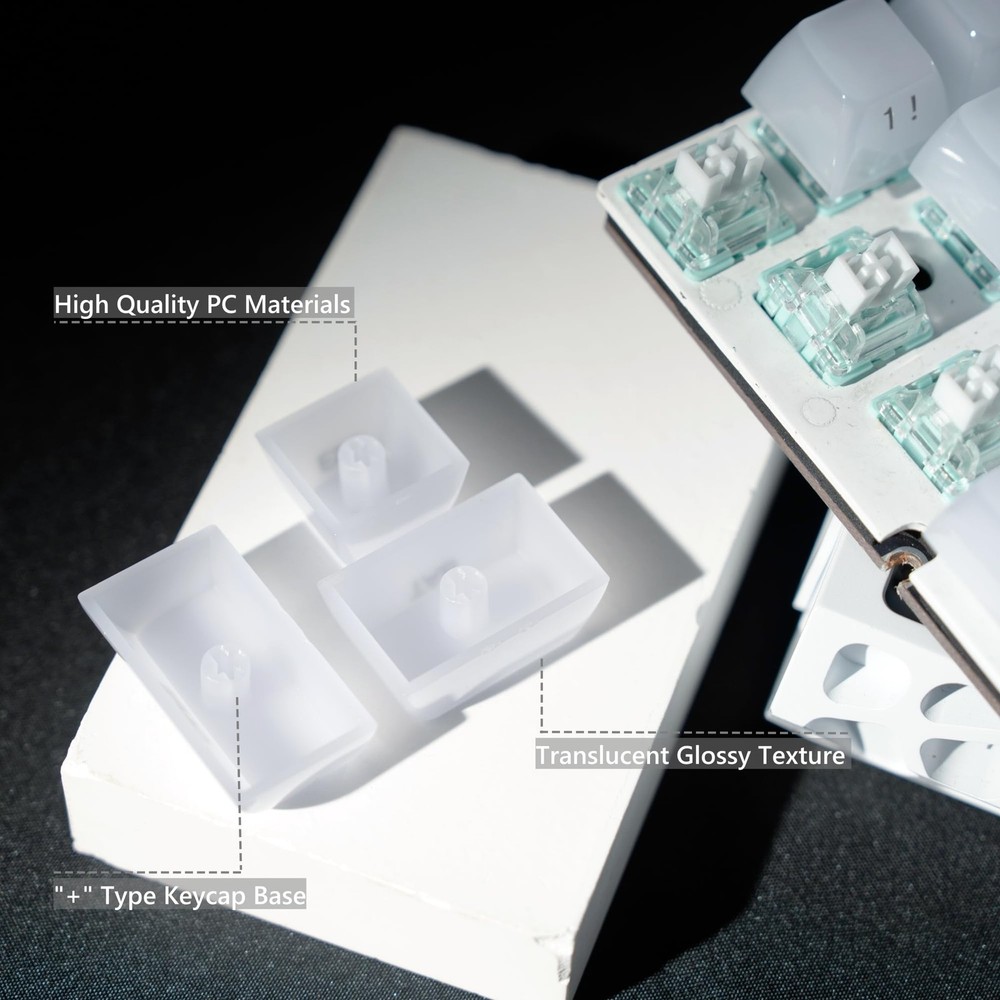 Keyboard Keycaps Jelly Ceramic Style Clear White Transparent Side Print MDA